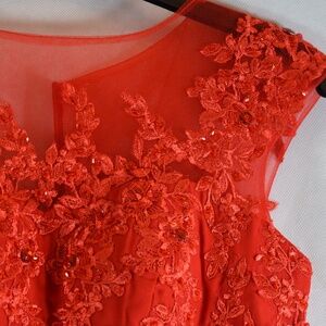 Long Formal Red Embellished Dress SZ S NWT